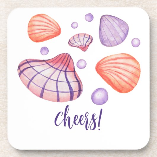 水彩貝殻 ハードプラスチックコースター コースター (正面)