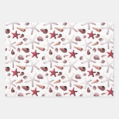 水彩貝類とヒトデ海洋生物 ラッピングペーパーシート (正面2)