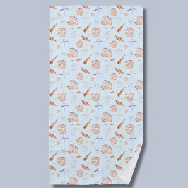 水彩貝類と珊瑚模様 ビーチタオル