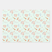 水彩貝類と珊瑚模様 ラッピングペーパーシート (正面3)