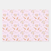 水彩貝類と珊瑚模様 ラッピングペーパーシート (正面2)