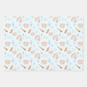 水彩貝類と珊瑚模様 ラッピングペーパーシート (正面)