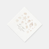 水彩貝類と真珠湾沿岸結婚の スタンダードカクテルナプキン (角)