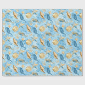 水彩貝類シーホースヒトデの海生活 ラッピングペーパー (フラット)