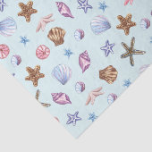 水彩貝類マリンライフライトブルー 薄葉紙 (詳細)