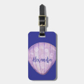 水彩貝類モノグラム荷物タグ（バイオレット） ラゲッジタグ (正面縦)