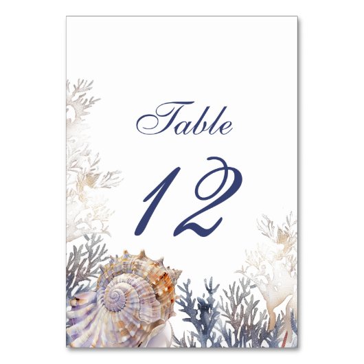 水彩貝類&サンゴ結婚ズ テーブルナンバー (正面)