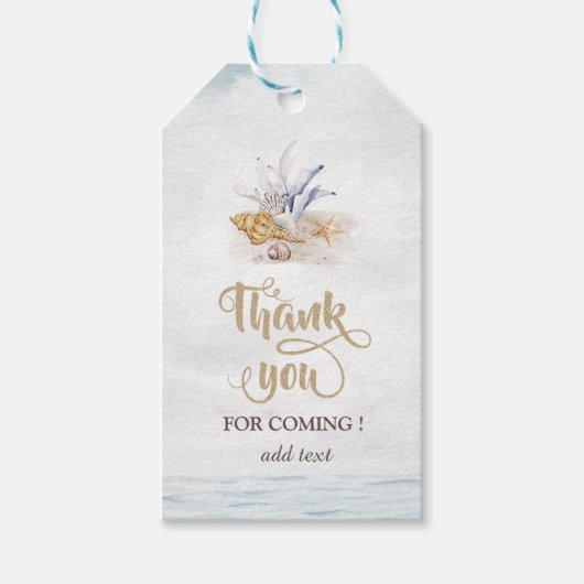 水彩貝類、海 ギフトタグ (正面)