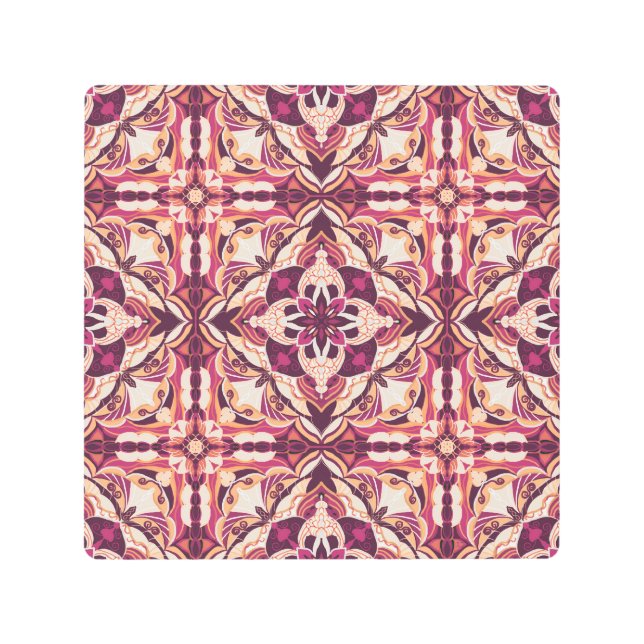 水彩赤あずり城スペインの瓦 メタルプリント (正面)