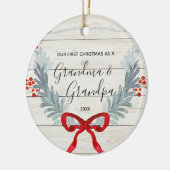 水彩赤いおばあ素朴ちゃんクリスマス  セラミックオーナメント (左)