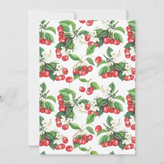 水彩赤いさくらんぼガーランドバプテスマ 招待状 (裏面)