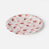 水彩赤いちごピンクプレイド ペーパープレート (アングル)