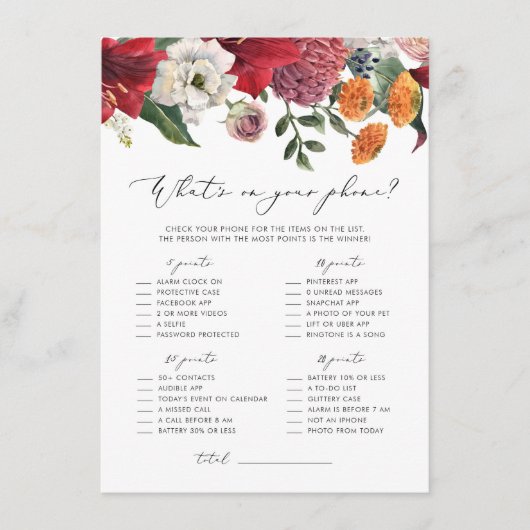 水彩赤いアマリリス探しゲーム エンクロージャーカード (正面)