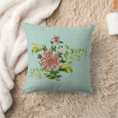 水彩赤いガーベラデイジーと緑のプラスチック クッション (ブランケット)