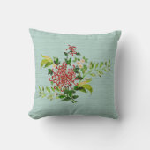 水彩赤いガーベラデイジーと緑のプラスチック クッション (正面)