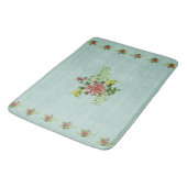 水彩赤いガーベラデイジーと緑の風呂Ma バスマット (アングル)