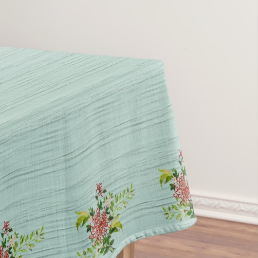 水彩赤いガーベラデイジー（緑52インチx 70インチ付） テーブルクロス (インサイチュ)