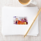 水彩赤いキツネ休憩 ラベル (インサイチュ)