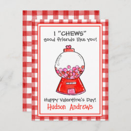 水彩赤いギンガムガンボールバレンタインカード ポストカード