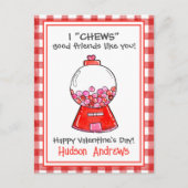 水彩赤いギンガムガンボールバレンタインカード ポストカード (正面)