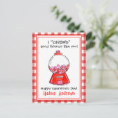 水彩赤いギンガムガンボールバレンタインカード ポストカード (スタンド正面)