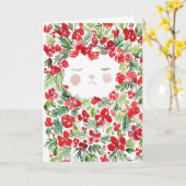 水彩赤いクリスマスの花のデザインカード カード (黄色い花)