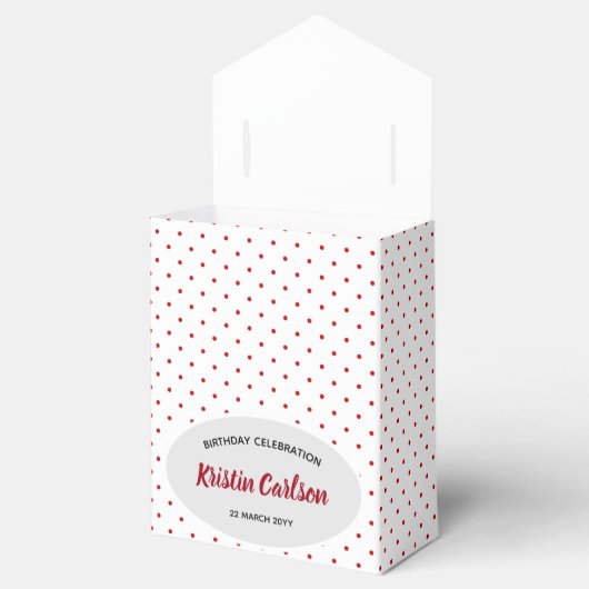 水彩赤いケシと赤い白い水玉模様 フェイバーボックス (オープン)