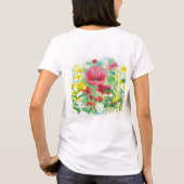 水彩赤いケシと黄色い花 Tシャツ (裏面)