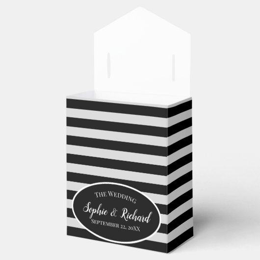 水彩赤いケシのピンクのローズストライプ結婚ズ フェイバーボックス (オープン)