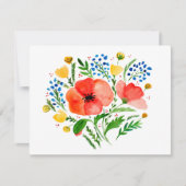 水彩赤いケシのブーケカード シーズンカード (正面)