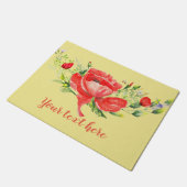 水彩赤いケシパーソナライズされたシ ドアマット (アングル)