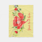 水彩赤いケシパーソナライズされたシ フリースブランケット (正面)