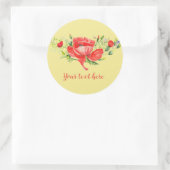 水彩赤いケシパーソナライズされたシ ラウンドシール (バッグ)