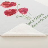 水彩赤いケシ園フラワーガーデニング引用文 シェルパブランケット (3/4)