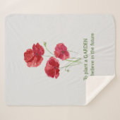 水彩赤いケシ園フラワーガーデニング引用文 シェルパブランケット (正面(横))