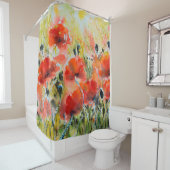 水彩赤いケシ絵画の花。花 シャワーカーテン (インサイチュ)