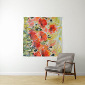 水彩赤いケシ絵画の花。花 タペストリー (インサイチュ(横))