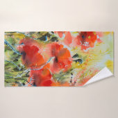 水彩赤いケシ絵画の花。花 バスタオル (バスタオル)