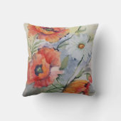 水彩赤いケシ装飾用クッション クッション (裏面)