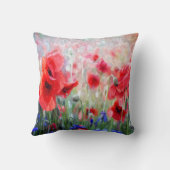 水彩赤いケシ クッション (裏面)