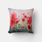 水彩赤いケシ クッション (正面)