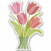 水彩赤いチューリップ防水 シール (正面)