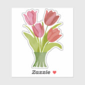 水彩赤いチューリップ防水 シール (シート)