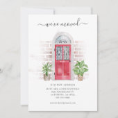 水彩赤いドアの引っ越しました移動 案内状 (正面)