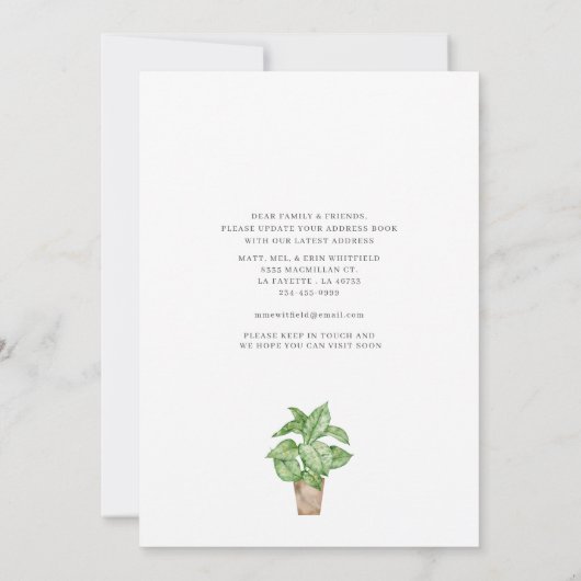 水彩赤いドアの引っ越しました移動 案内状 (裏面)