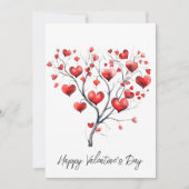 水彩赤いハートの木 バレンタインデーおめでとう シーズンカード (正面)