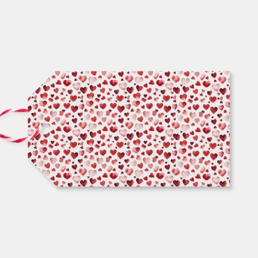 水彩赤いハートバレンタインデー ギフトタグ (裏面横)