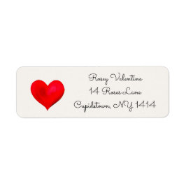 水彩赤いハート差出人住所ラベル ラベル