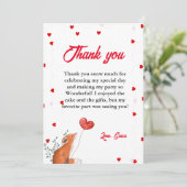 水彩赤いハート誕生日サンキューカード カード (スタンド正面)