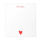 水彩赤いハート バレンタインデー パーソナライズ  ノートパッド (正面)